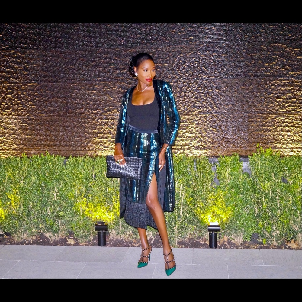 Zara belted velvet kimono with matching skirt.